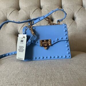 Elegant Blue Studded Shoulder Bag